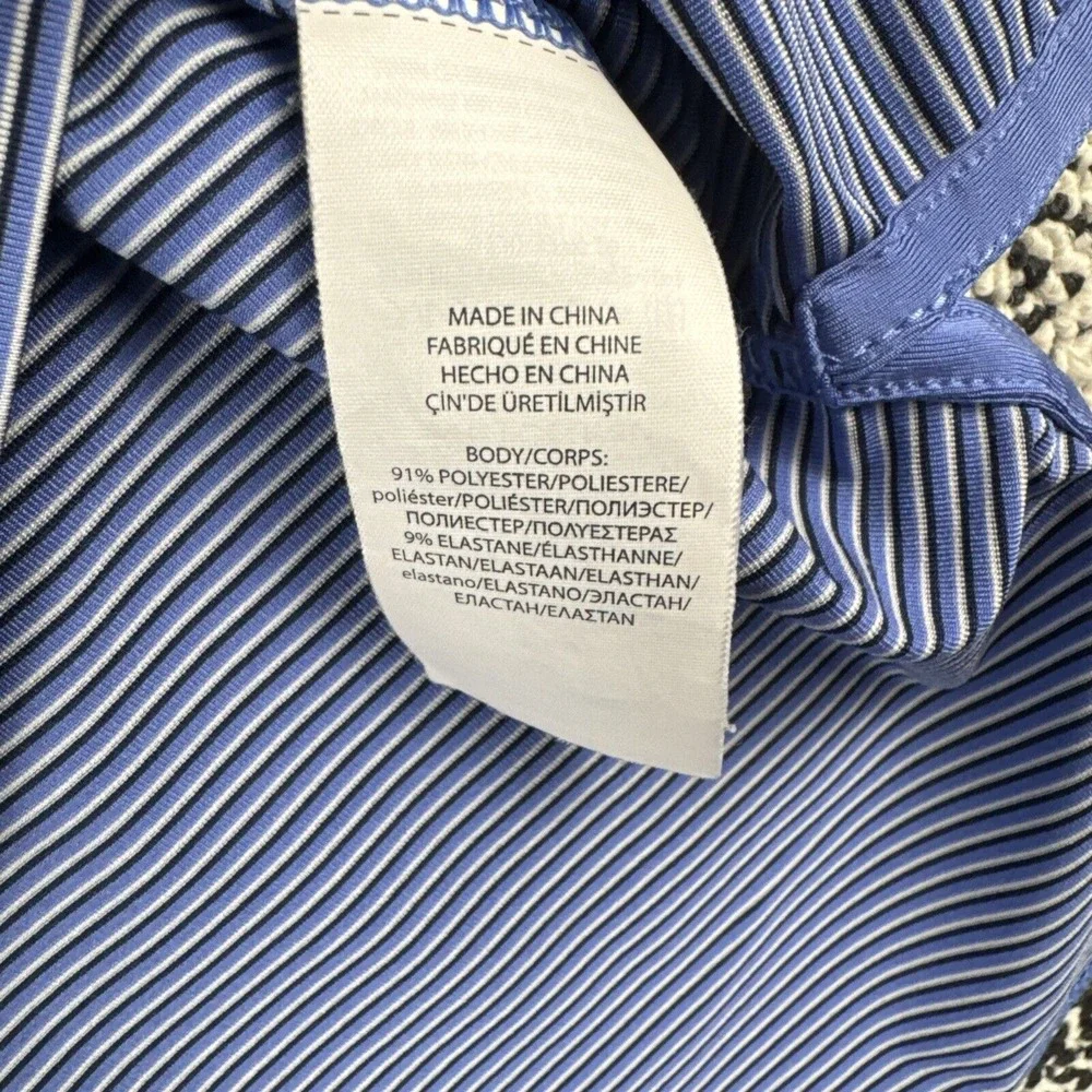RLX‎ Ralph Lauren Polo Mens Large Blue Striped Moisture Wicking